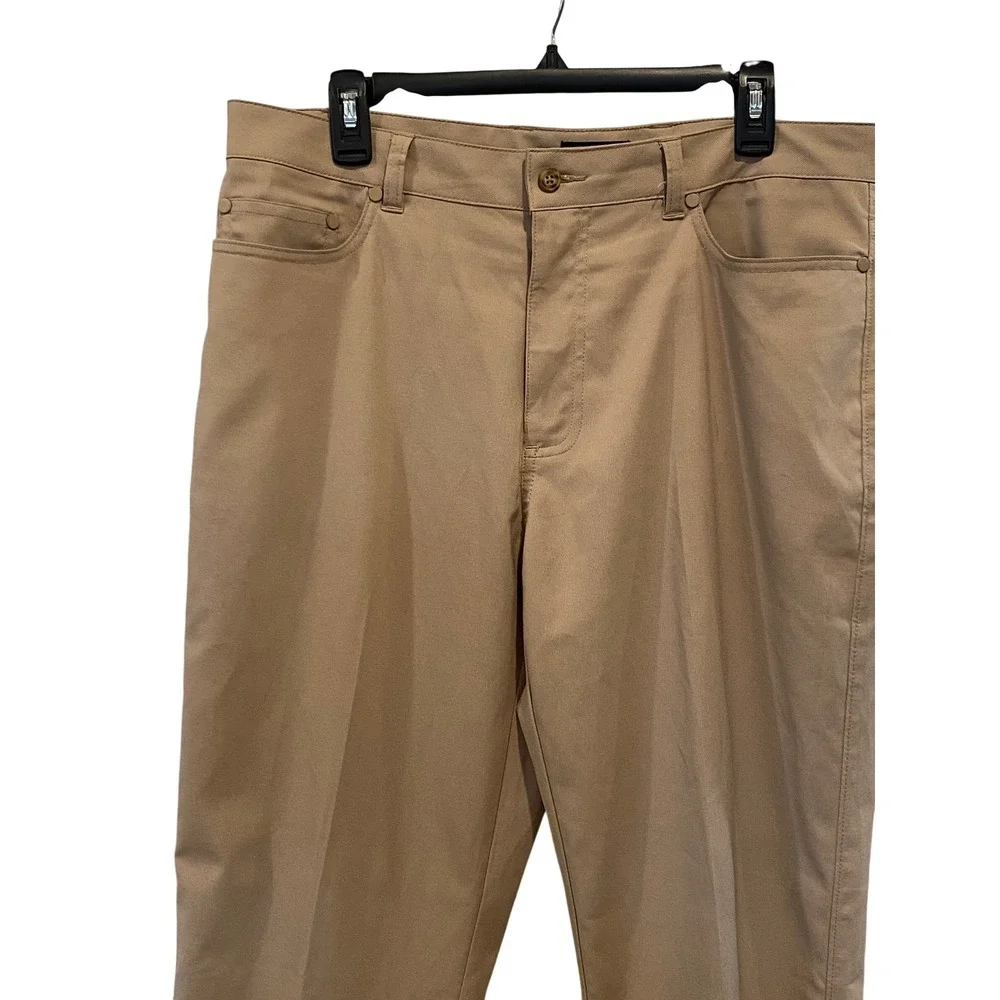 PGA Tour Mens Golf‎ Pants Khaki Tan Straight Leg 5-Pocket Stretch Trousers 34x30